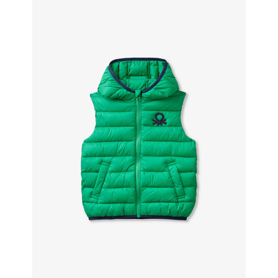 Shop Benetton Boys  Green Kids Logo-embroidered Padded Shell Gilet 18 Months - 6 Years