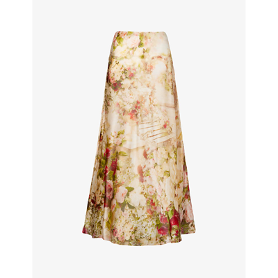 Shop Zimmermann Womens Rosy Garden Floral Floral-print Silk Maxi Skirt