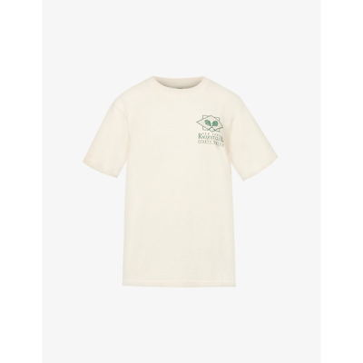 Shop Sporty And Rich Sporty & Rich Women's Cream Forest New York Racquet Club Graphic-print Cotton-jersey T-shirt