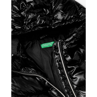 Shop Benetton Logo-embroidered Padded Shall Jacket 6-14 Years In Black