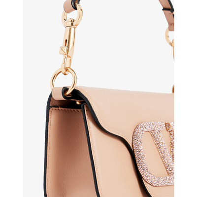 Shop Valentino Locò Leather Shoulder Bag In Rose Cannelle/antiq Rose