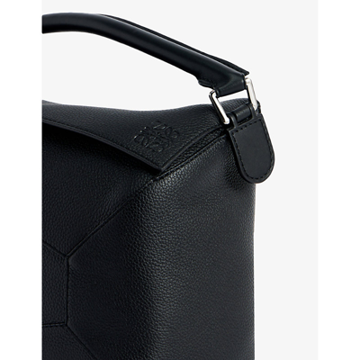 Shop Loewe Black Puzzle Edge Large Leather Top-handle Bag