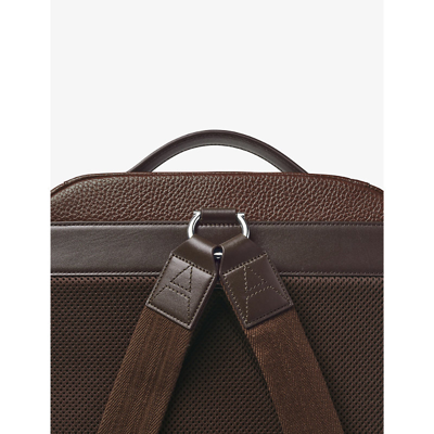 Aspinal Of London Reporter Logo-embossed Zipped Grained-leather Backpack In Tobacco