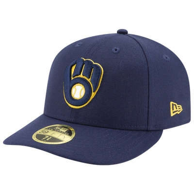Shop New Era Mens Milwaukee Brewers  Brewers 59fifty Authentic Collection Cap In Navy/navy