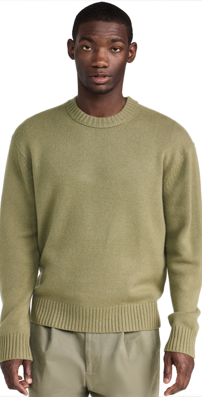 Shop Frame Cashmere Crew Neck Sweater Khaki Green