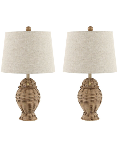Shop Jonathan Y Margie Wicker 20.5in Rustic Led Table Lamp In Natural