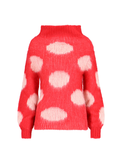 Shop Marni Polka Dot Sweater In Red