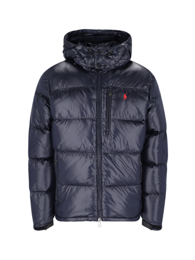 Shop Polo Ralph Lauren Logo Quilted Down Jacket In Blue