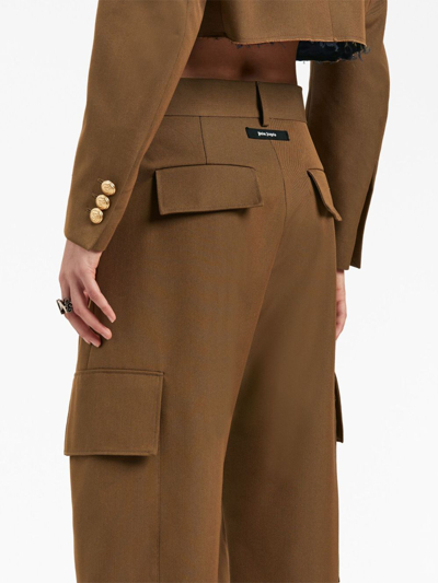 Shop Palm Angels Cotton Trousers In Brown