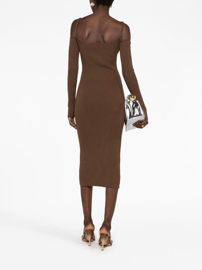 Shop Jacquemus Synthetic Fibers Dress In Brown