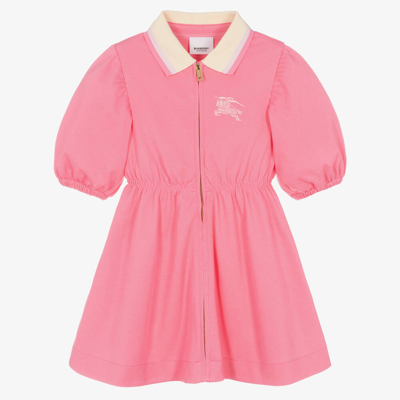 Shop Burberry Girls Pink Cotton Piqué Ekd Dress