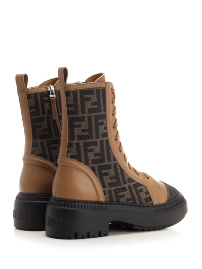 Shop Fendi Leather Boots In Beige