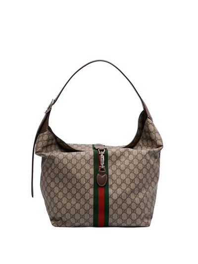 Shop Gucci `gg Supreme` Messenger Bag In Beige