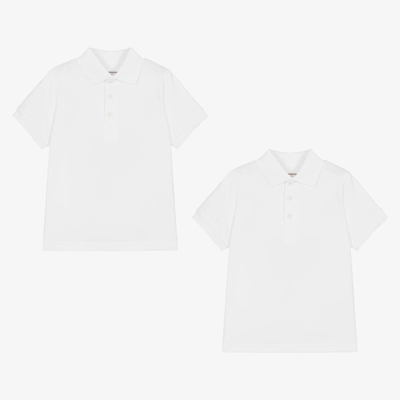 Shop Childrensalon Essentials Boys White Organic Cotton Polo Shirts (2 Pack)