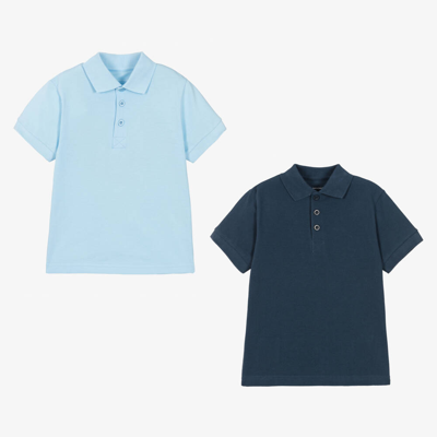Shop Childrensalon Essentials Boys Blue Organic Cotton Polo Shirts (2 Pack)