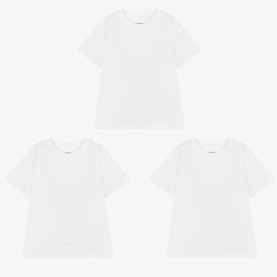 Shop Childrensalon Essentials Boys Organic Cotton T-shirts (3 Pack) In White