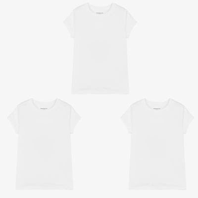 Shop Childrensalon Essentials Girls Organic Cotton T-shirts (3 Pack) In White
