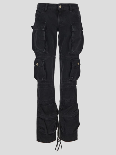 Shop Attico Cotton Trousers In Black