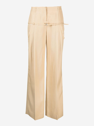 Shop Jacquemus Synthetic Fibers Trousers In Beige
