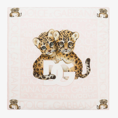 Shop Dolce & Gabbana Girls Pink Padded Cotton Leopard Blanket (80cm)