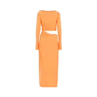 Shop Off-white Synthetic Fibers Dress In Orange