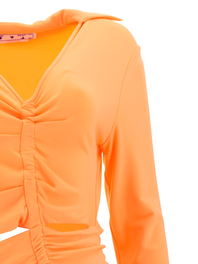 Shop Off-white Synthetic Fibers Dress In Orange