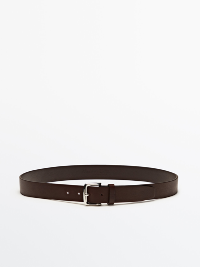 Shop Massimo Dutti Soft Nappa Leather Belt In Brown