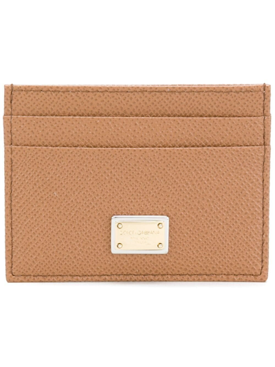 Shop Dolce & Gabbana Leather Card Holder In Brown