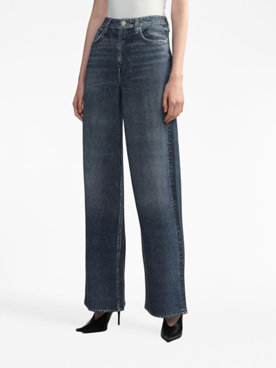 Rag & Bone Mid-rise Wide-leg Jeans In Blau