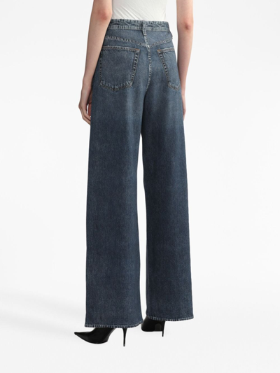 Rag & Bone Mid-rise Wide-leg Jeans In Blau