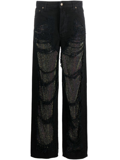 Shop Darkpark Karen Crystal-embellished Straight-leg Jeans In Schwarz