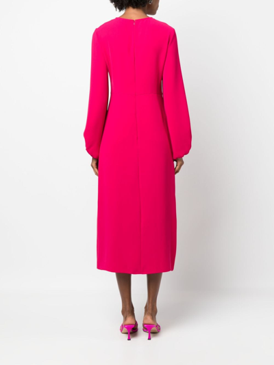 Shop P.a.r.o.s.h Poet-sleeve Midi Dress In Rosa