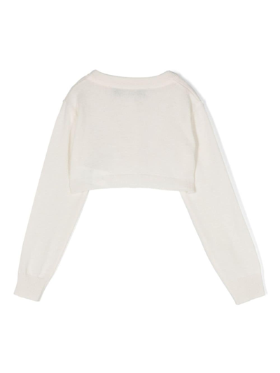 Shop Simonetta Long-sleeve Cropped Cashmere Cardigan In Nude