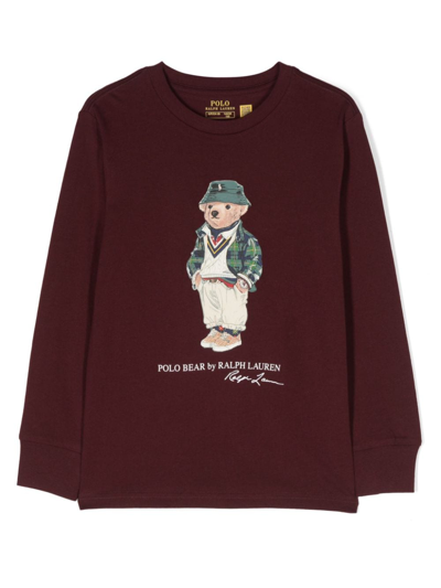Shop Ralph Lauren Polo Bear-print Jersey Sweatshirt In Rot