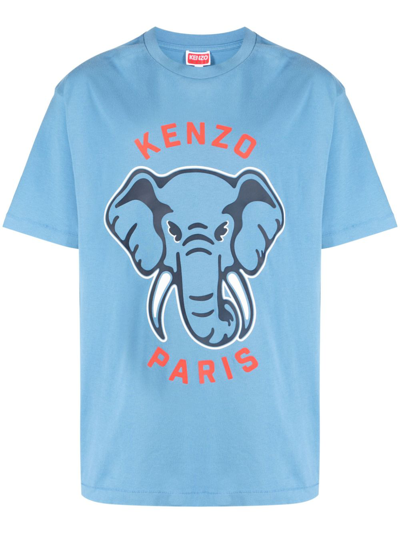 Shop Kenzo Logo-print Cotton T-shirt In Blau