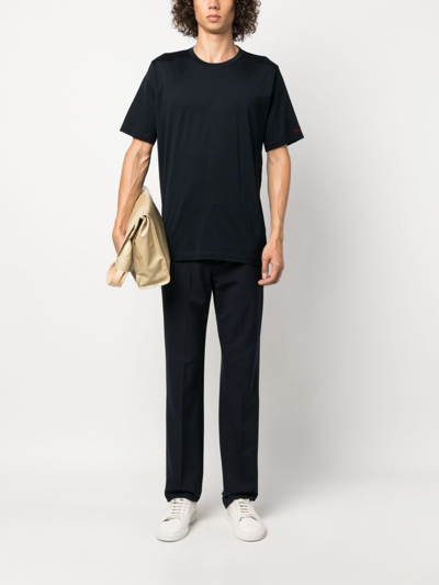 Kiton Flocked-logo Cotton T-shirt In Blau