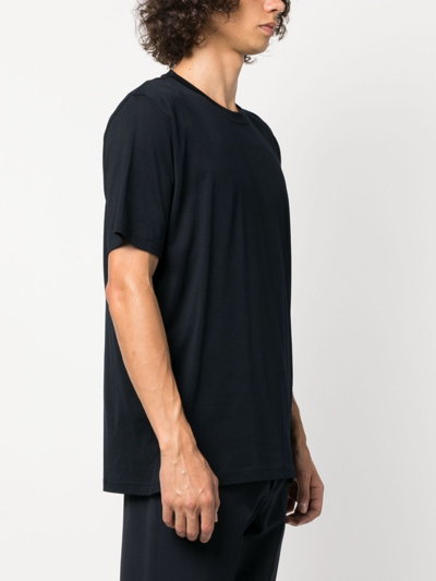 Kiton Flocked-logo Cotton T-shirt In Blau