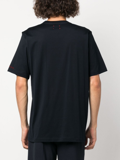 Kiton Flocked-logo Cotton T-shirt In Blau