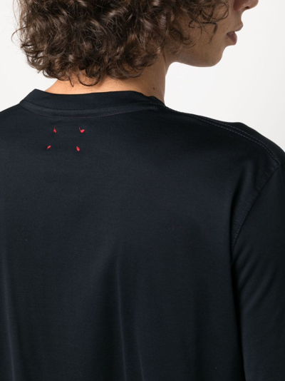 Kiton Flocked-logo Cotton T-shirt In Blau