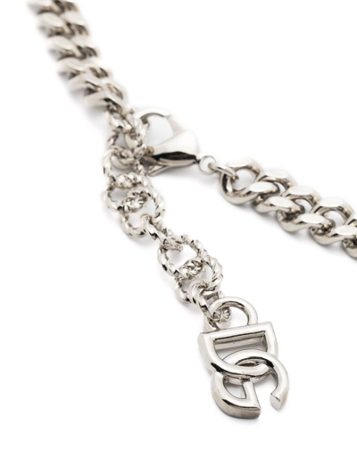 Shop Dolce & Gabbana Crystal-embellished Logo-charm Bracelet In Silber