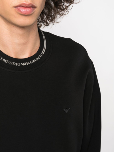 Shop Emporio Armani Logo Intarsia-knit Sweatshirt In Schwarz