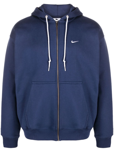 Shop Nike Swoosh Zipped Hoodie In Blau