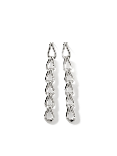 Shop John Hardy Surf Link Drop Earrings In Silver