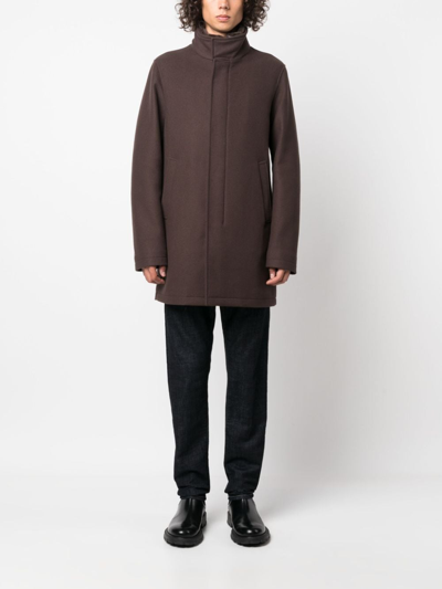 Shop Herno Single-breasted Wool Coat In Braun