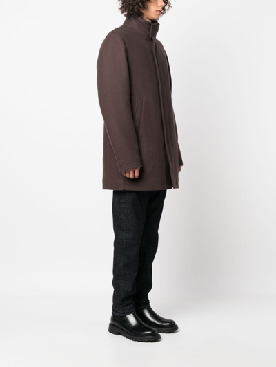 Shop Herno Single-breasted Wool Coat In Braun