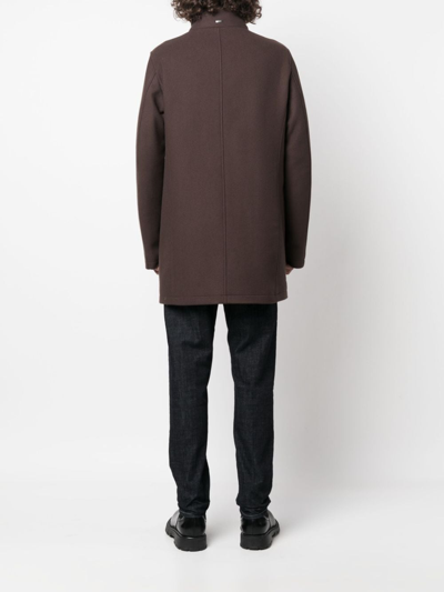 Shop Herno Single-breasted Wool Coat In Braun