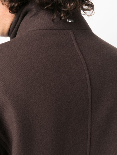 Shop Herno Single-breasted Wool Coat In Braun