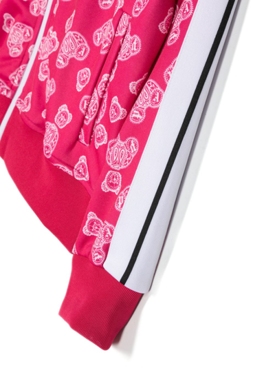 Palm Angels Teddy Bear-print Zip-up Bomber Jacket In Pink