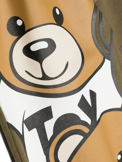 Moschino Teddy Bear-print Cotton Track Pants In Green
