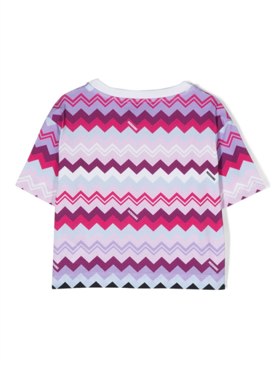 Shop Missoni Zigzag-print Round-neck T-shirt In Pink